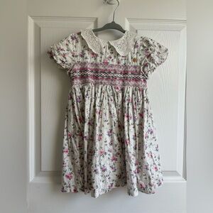Laura Ashley White and Pink Floral Kids Dress Size 4T